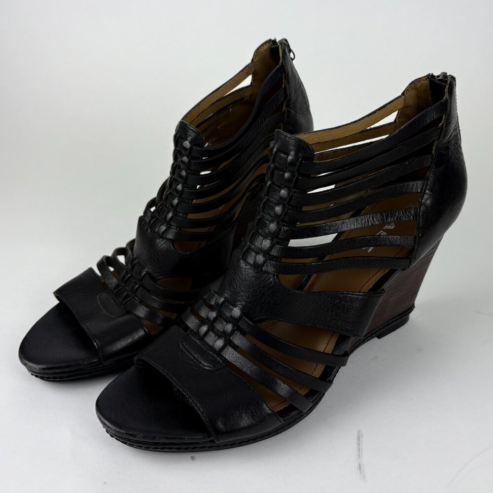 Trask Strappy Wedge Sandals Heels Black - Womens 10